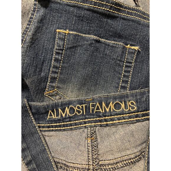 Almost Famous Blue Denim Overalls Juniors Size Small - Picture 9 of 9